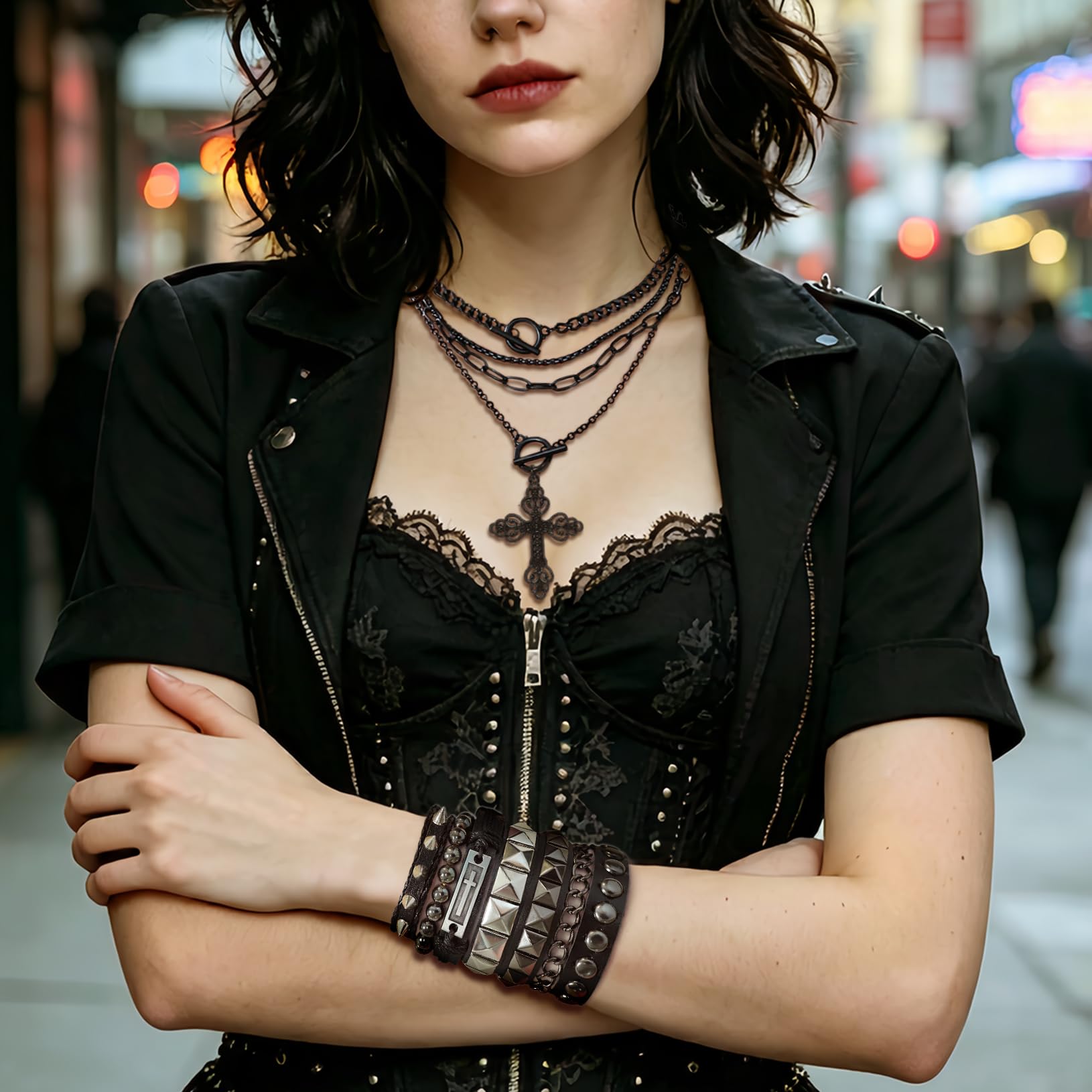 Gothic Cross Pendant Layered N - огляд і ціна Women'S Emo Accessories
